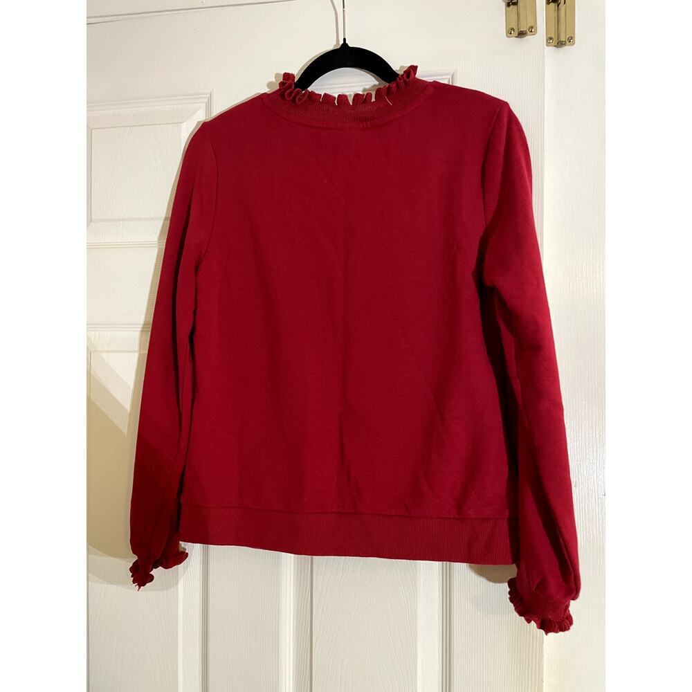 Who What Wear ruffled collar long sleeve red sweater medium